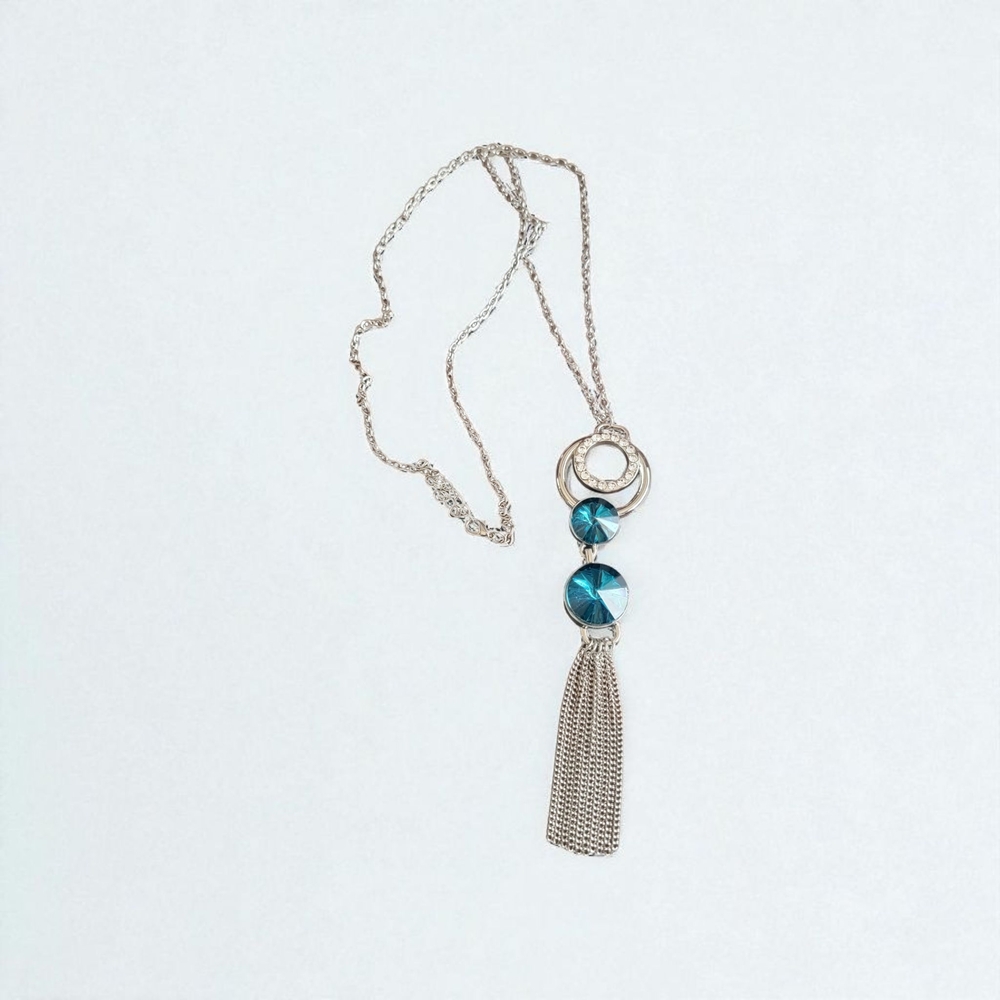Silver and Blue Pendant Necklace